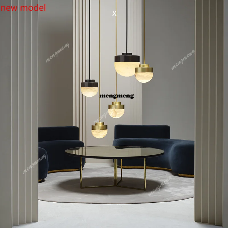 M138Natural marble single head dining room small chandelier villa living room duplex stair chandelier