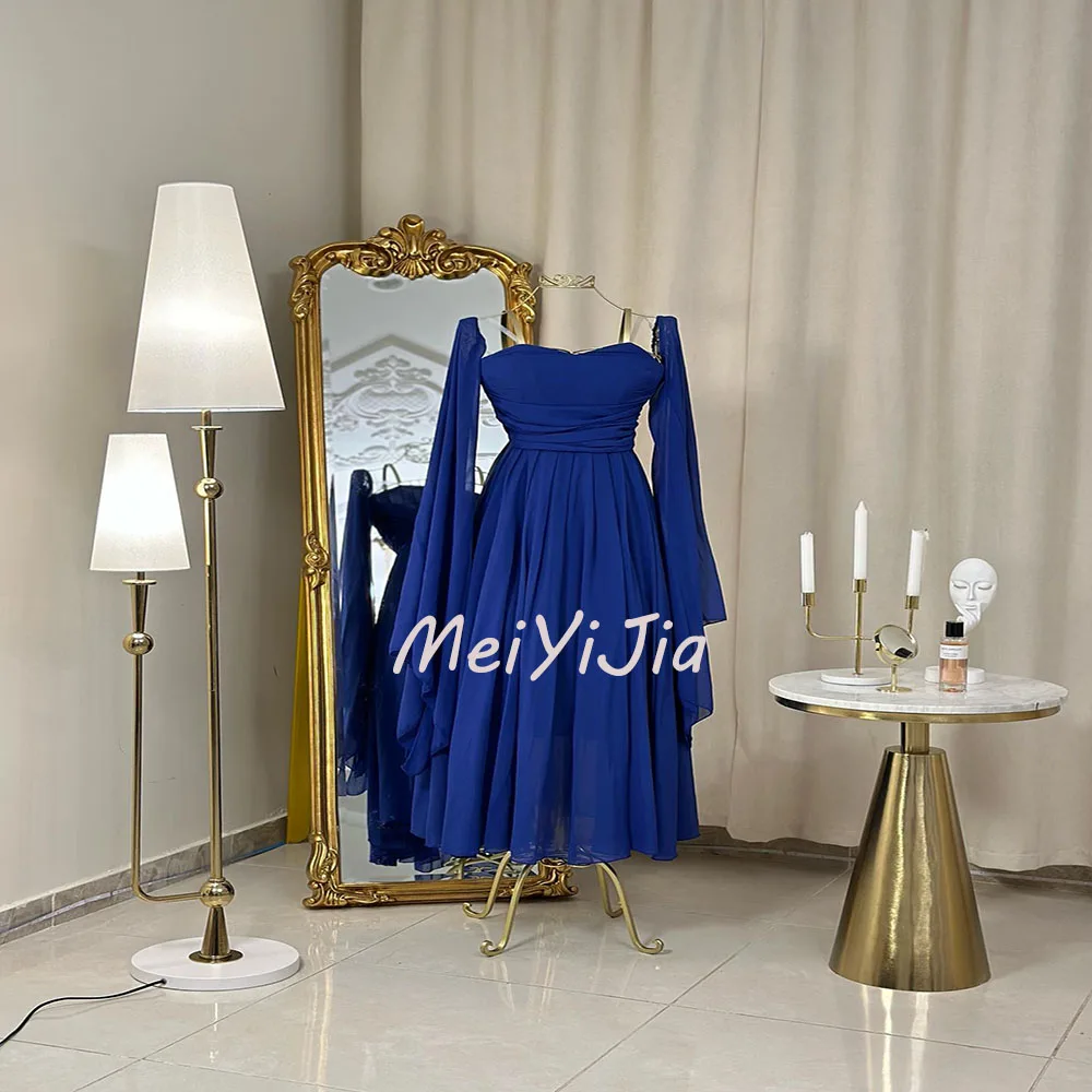 

Meiyijia Evening Dress Saudi Crepe Ruffle Elegant Simple Long Sleeves Arabia Sexy Evening Birthday Club Outfits Summer 2024