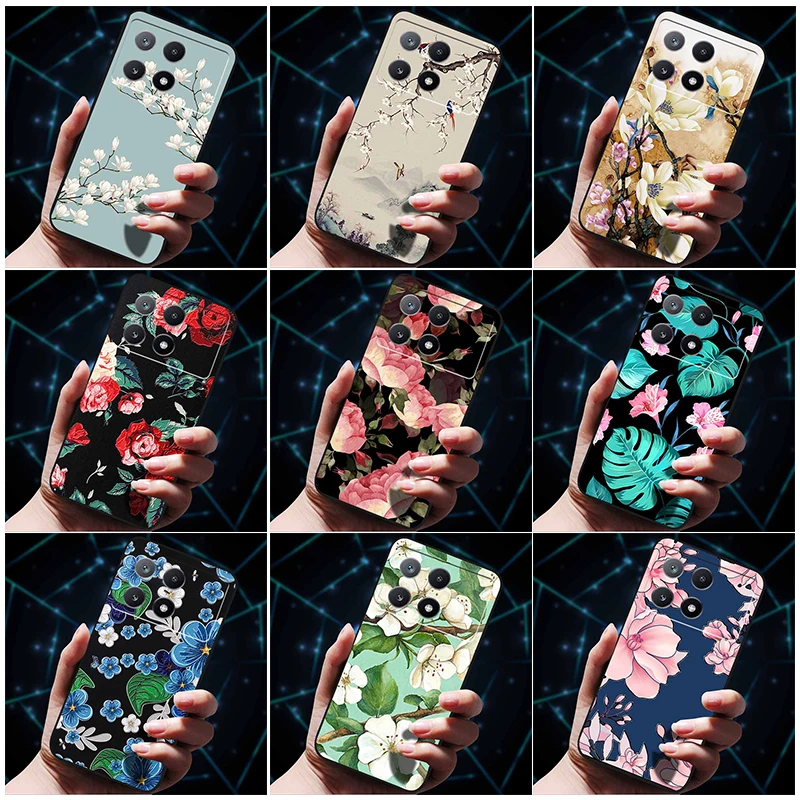 Fundas con estampado de flores 3D para Poco X6 Pro, funda de teléfono de silicona suave para Xiaomi Poco X6 Pro Poco X 6 Pro X6Pro Pocox6 Pro
