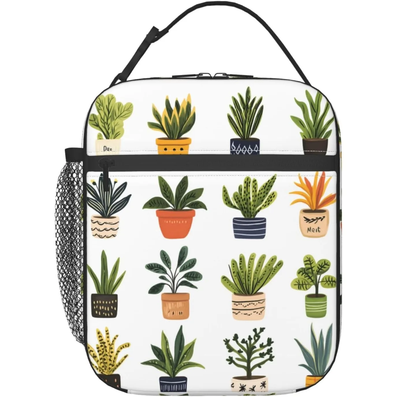 Reusable Potted Plant Lunch Box Insulated Botanical Succulent and Houseplant Lunch Bag,Polyester Cooler Handbags Case for School