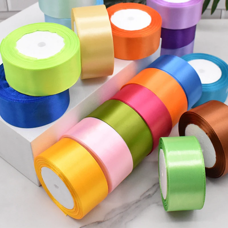4 cm 25 Yards Satinbandrolle, handgefertigtes Geschenkband, Blumenherstellung, Blumenstraußverpackung, Schleife, Bastel-Partydekoration, DIY – Detail 6