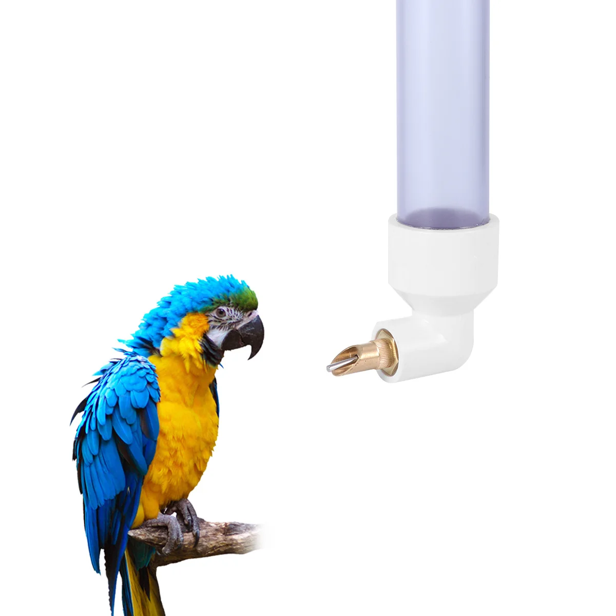 

Parrot Water Fountain Hitting Pin Type Easy Wash Automatic Dispenser for Parakeets Canaries Finches Blue Medium Size No Drip