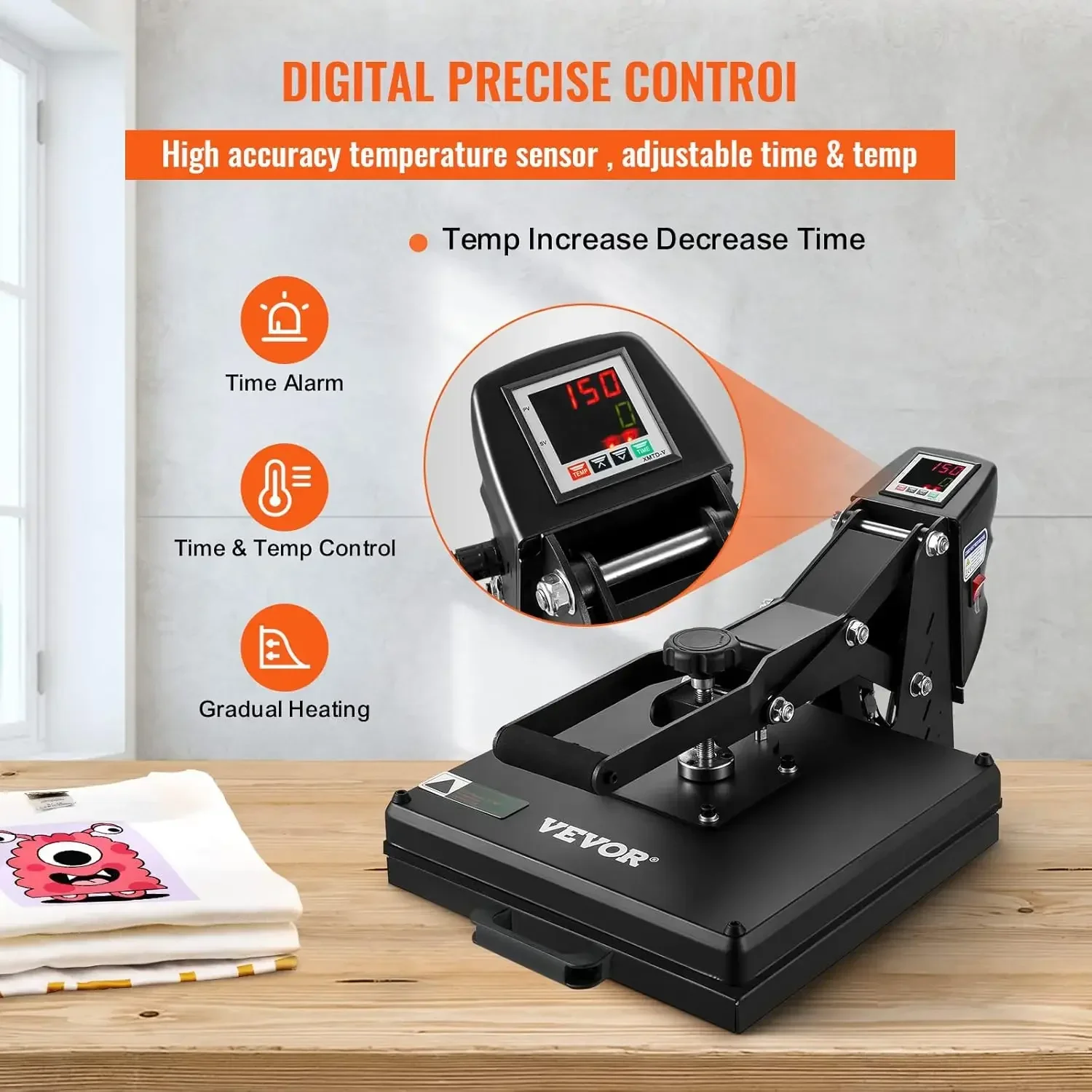 15x15 Power Heat Press Machine, Fast Heating, High Pressure Heat Press Machine, Digital Industrial Sublimation Printer