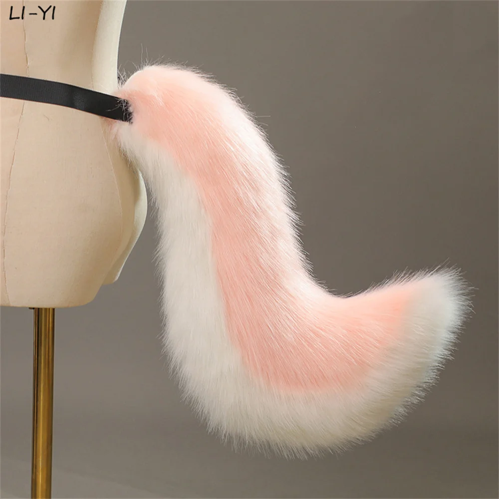 Plush Animal Tail Wolf Fox Cat Tail with Adjustable Belt Cosplay Accessories Role Play Party Props Furry Fluffy Dog Fox Tail