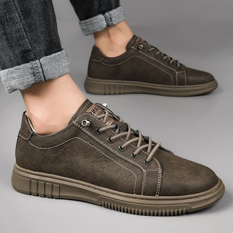 Sapatilhas Respiráveis de Couro Genuíno Masculina, Sapatos Confortáveis de Condução Marca de Luxo Casual Moda Adulo