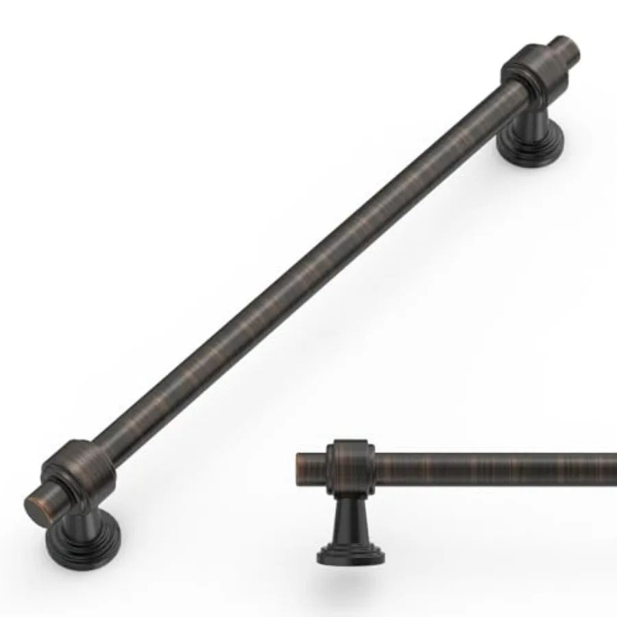 

Kitchen cabinet pulls: oil rubbed bronze, 6.3 inch hole center, durable metal hardware for bathroom and kitchen use