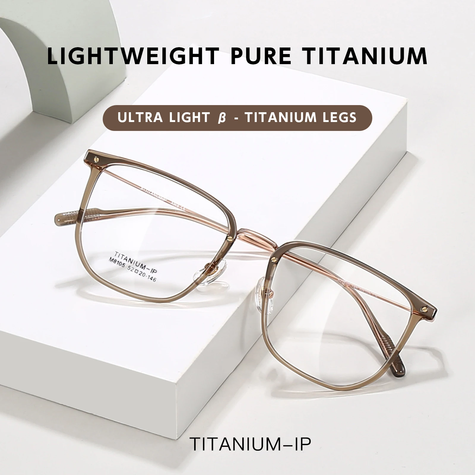 New Ultra-light High Quality Retro Big Face Pure Titanium Optical Prescription Glasses Frame Men and Women