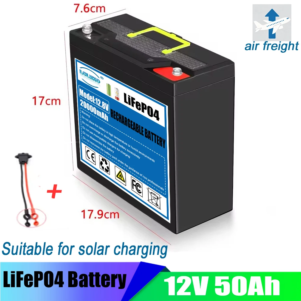 Image of 2026 Neue 12V 50Ah Lithium-Eisenphosphat-Batterie mit integriertem 20A BMS, Leichtgewichtige Elektrische Tragbare LiFePO4-Akkupacks