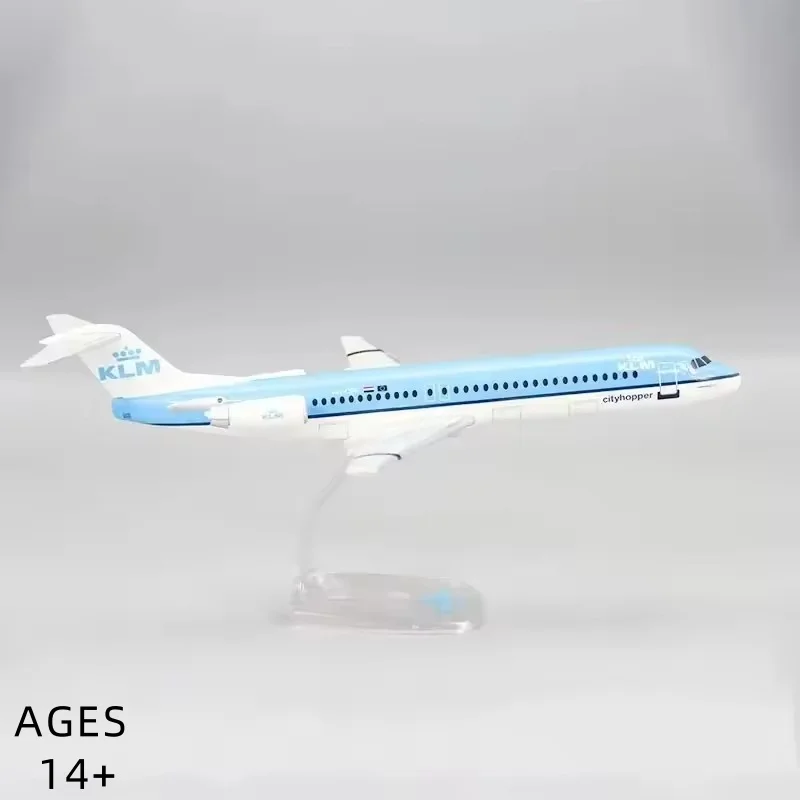 1:100 Scale KLM Fokker FK-100 FK100 Airlines ABS Plastic Airplane Model Aircraft ornaments Plane Model For Collection