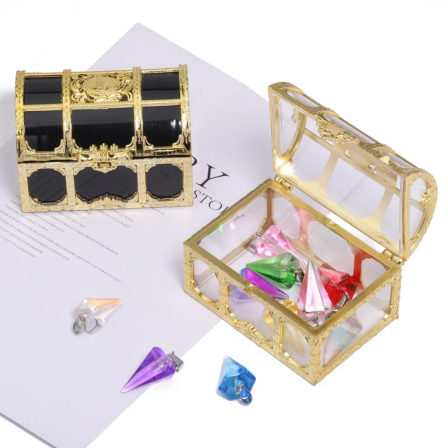 Vintage Transparent Storage Organizer Box, Treasure Chest