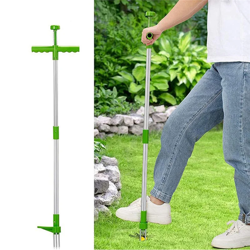 Weed Puller Tool Stand Up Weeder Manual Weeding Tool with Long Handle Stand Up Heavy Duty Garden Weeding Tool for Garden