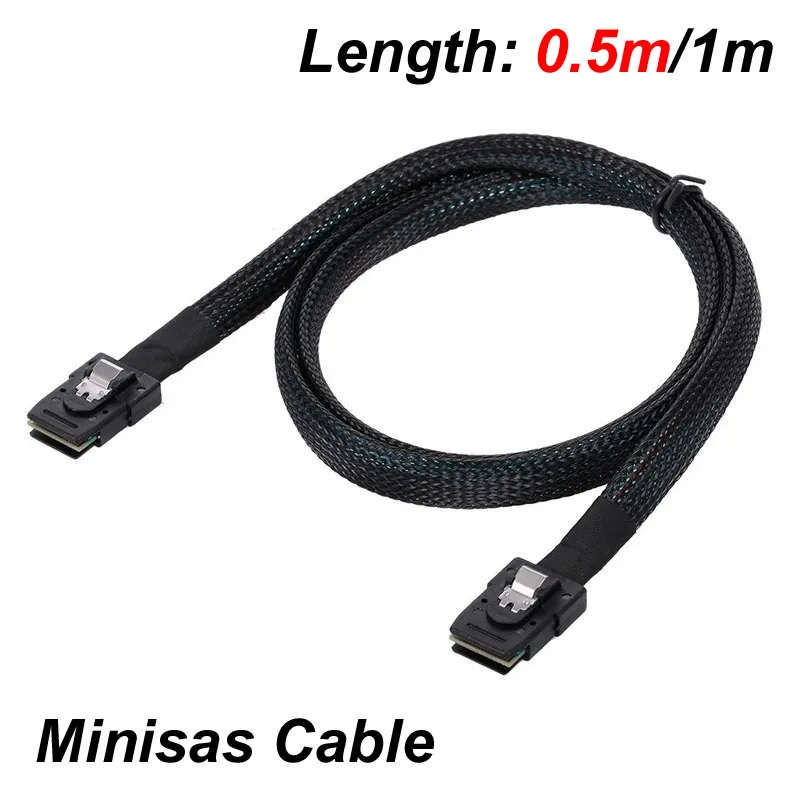 50cm/1M MiniSAS Mini SAS SFF 8087 to 8087 Male to Male Transfer Server Hard Disk Data Cable Converter Adapter Cord SATA SCSI 12G