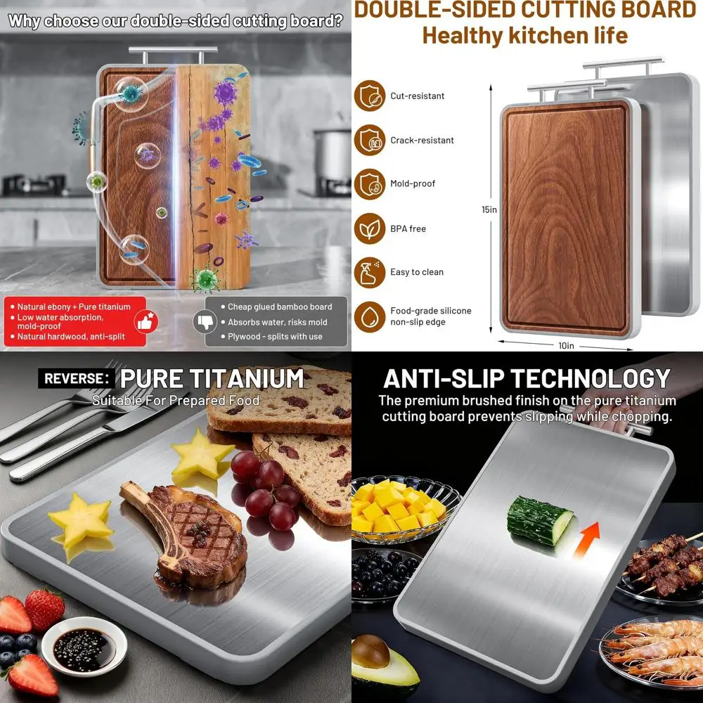 

Двусторонняя разделочная доска из черного дерева и металла с ручкой и пазом для сока для кухонного мяса и дерева