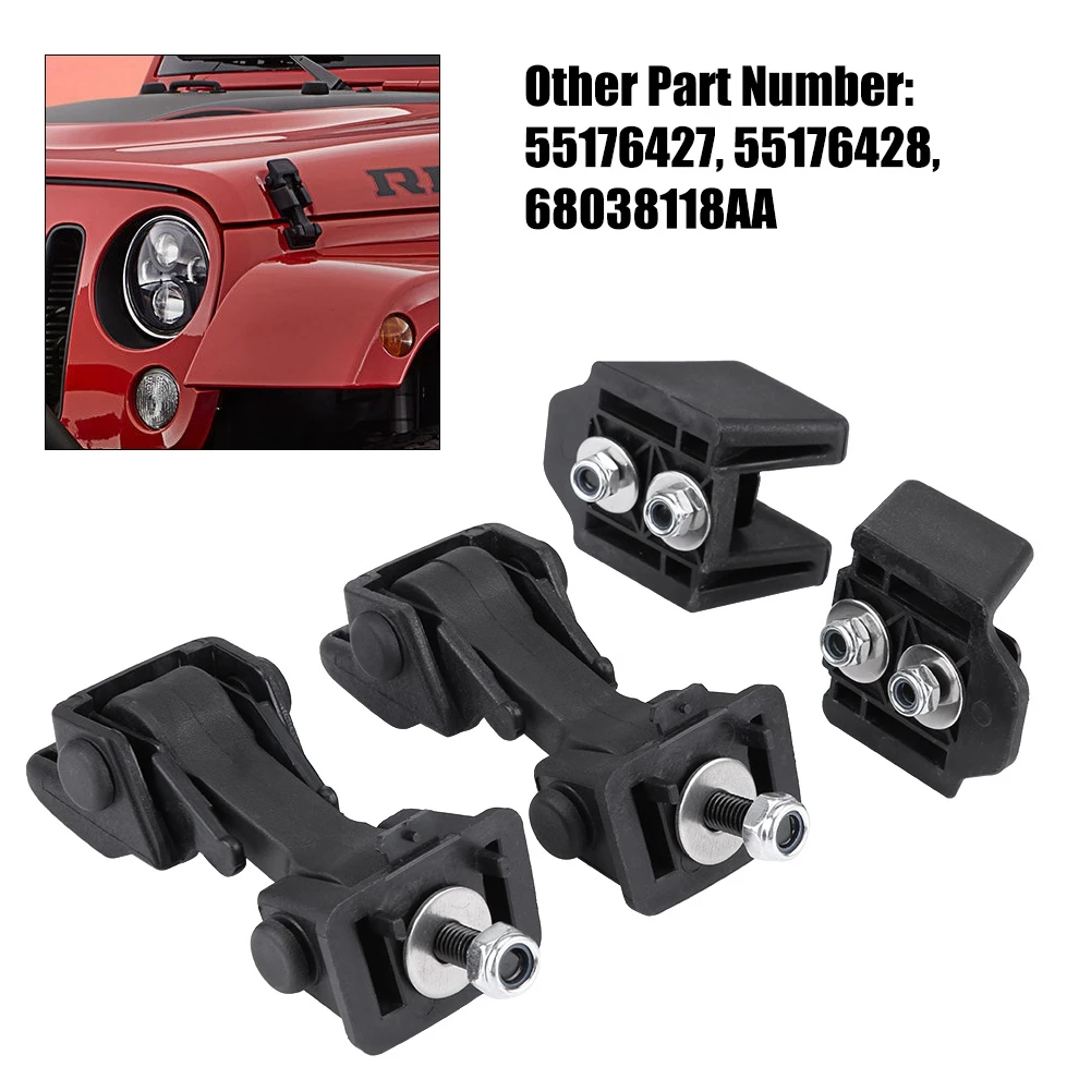 2 Set Of Hood Latch Safety Catches & Brackets For Jeep Wrangler TJ 97-06 55176636AD 55395652AC