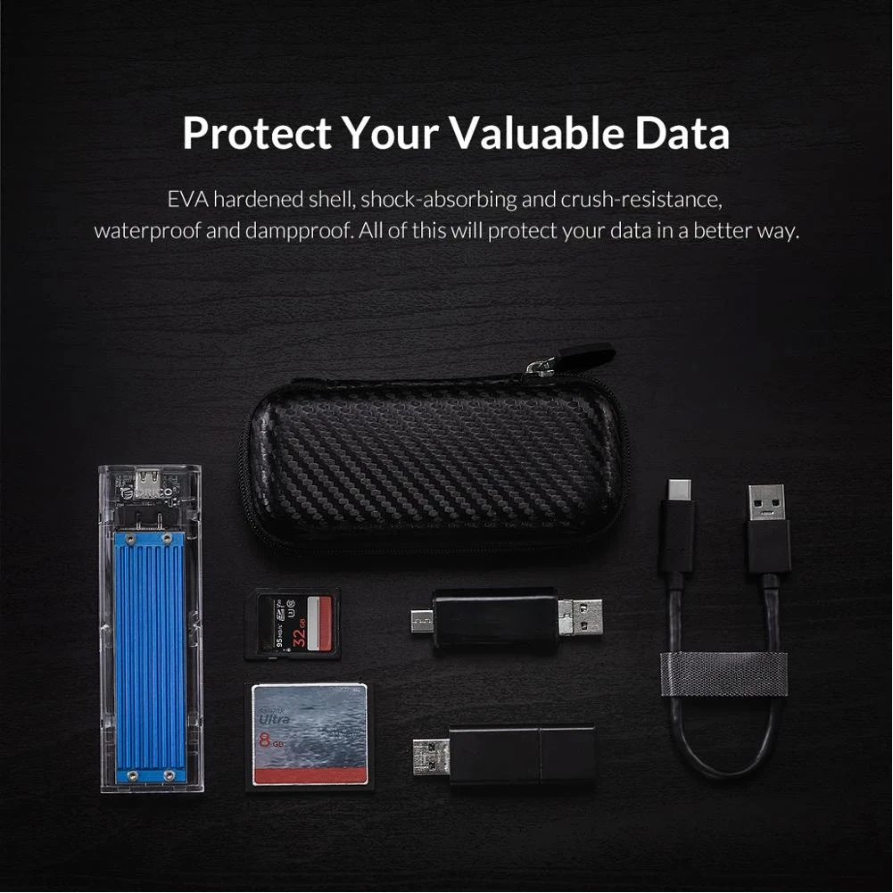 Bolsa de proteção portátil para disco rígido ORICO para caixa SSD de linha de dados de fone de ouvido