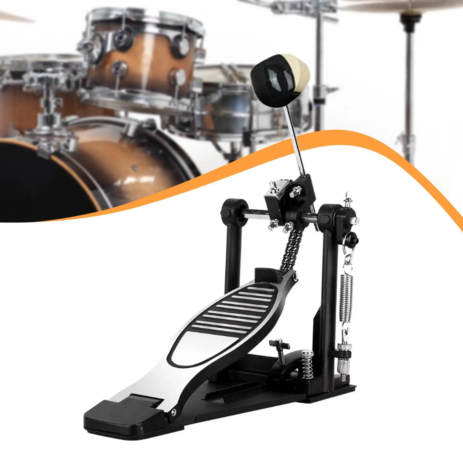 

Педаль бас-барабана с двойной цепью, прочная стабильность для джазовых барабанов, тренировочная нога барабана