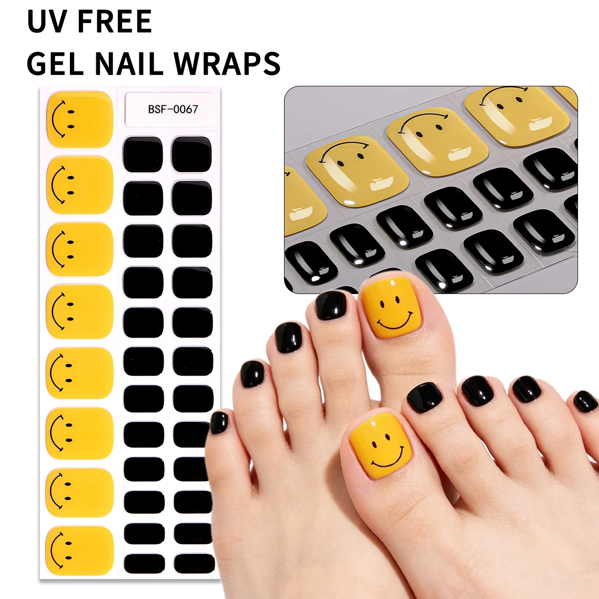 34 قطعة ملصقات أظافر القدم الج - مراجعة Nail Art Yellow وسعره
