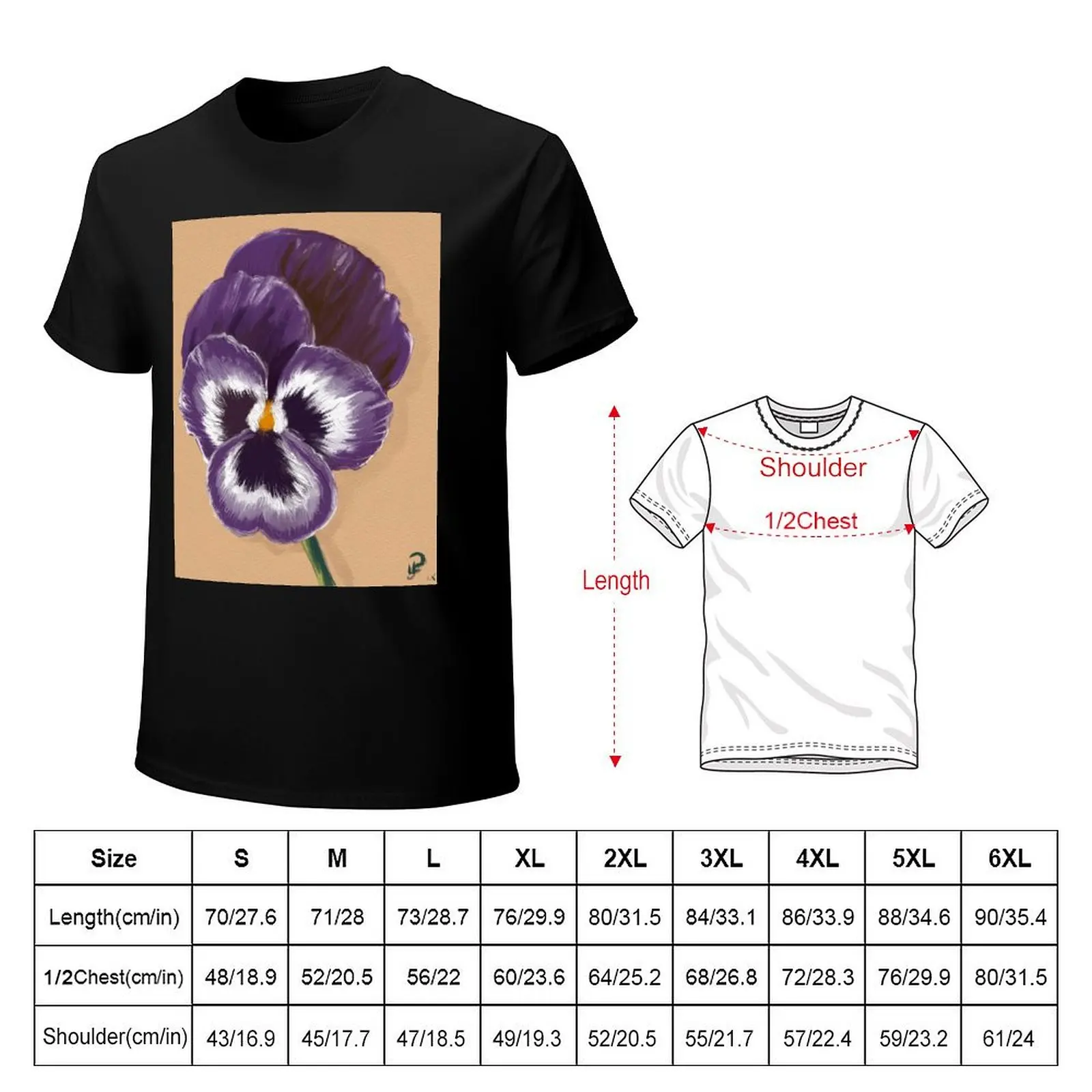 Viola in Oils T-Shirt men t shirt cotton 100% T-Shirt