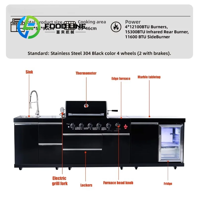 Customized Outdoor Bbq Kitchen With Shed And Open Shelves Dual Storage For Easy Access And Organization