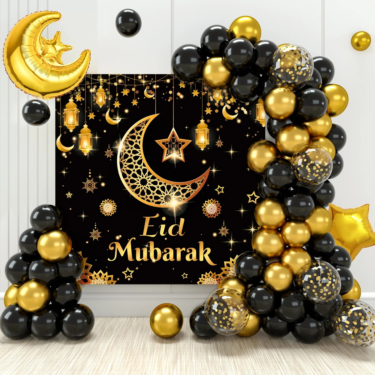 Ramadan Mubarak balon tło 2024 Eid Mubarak Ramadan Kareem dekoracje balony muzułmański islamski imprezę festiwalową