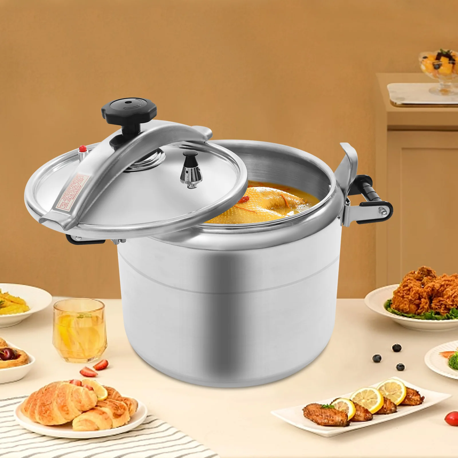 

Aluminum Pressure Cooker with Safety Valve 7.93 Gallon Kitchen Pressure Pot 35kpa Pressure Cooker for Open-Flame Type Stove