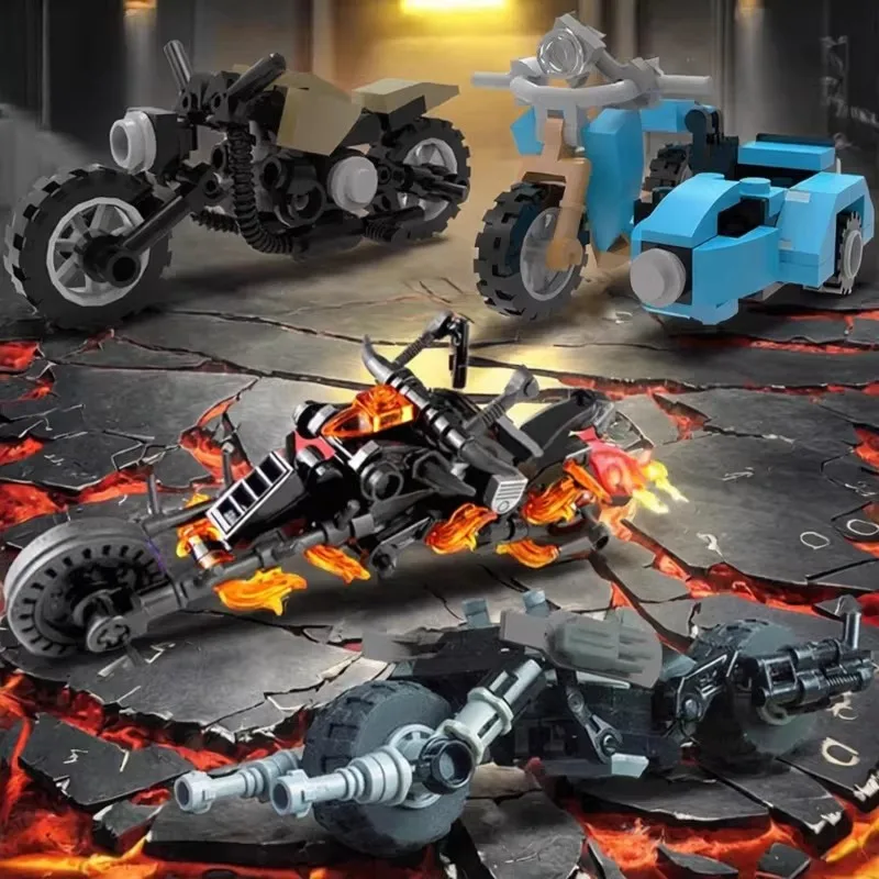 

MOC Creative Retro Mini Motorcycle Movie and TV-Related Building Blocks Children's Educational Toys Birthday Gift Decorations