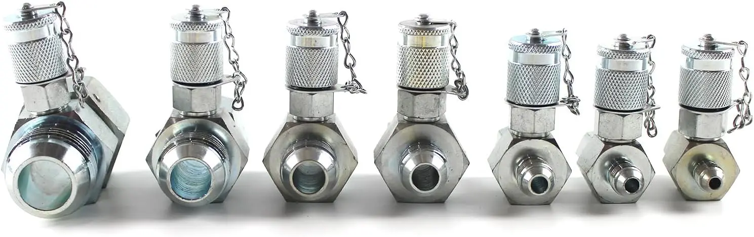 7Pcs Hydraulic Swivel Run Tees Connector Tester Coupling Set for Excavator Construction Machinery Test Tool