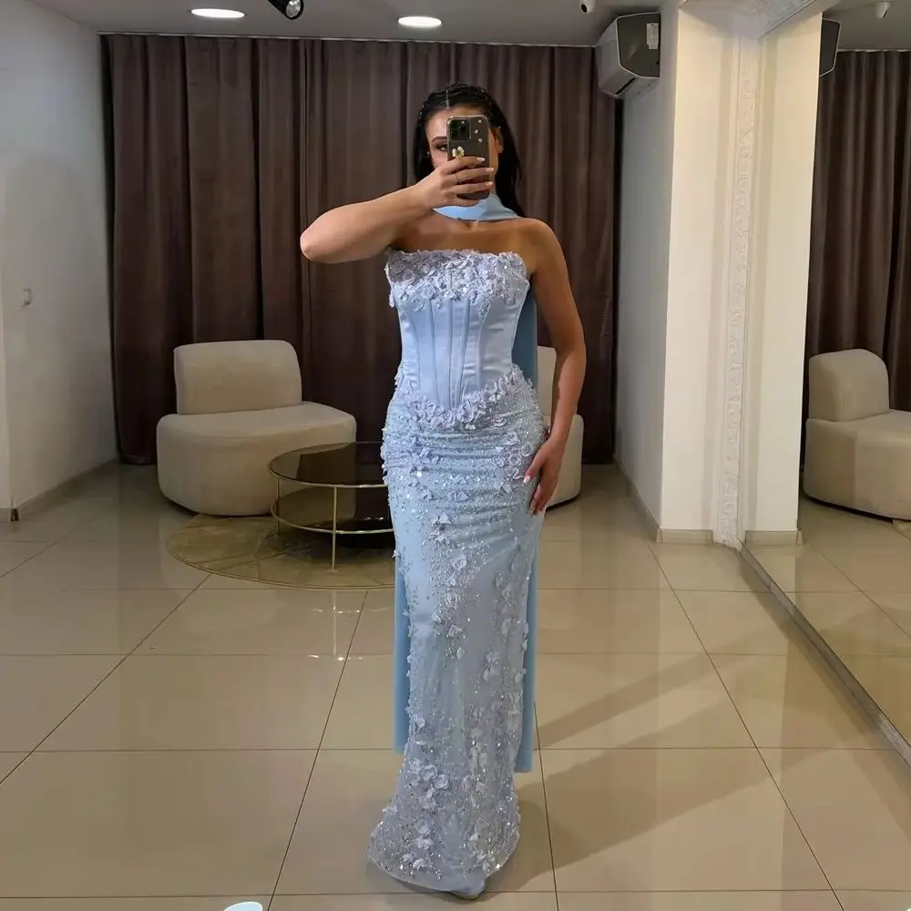 

Alinovia Women's Elegant Mermaid Evening Dress with Shawl 3D Flower Formal Gown for Prom Wedding Party Dubai 2025 Customizable