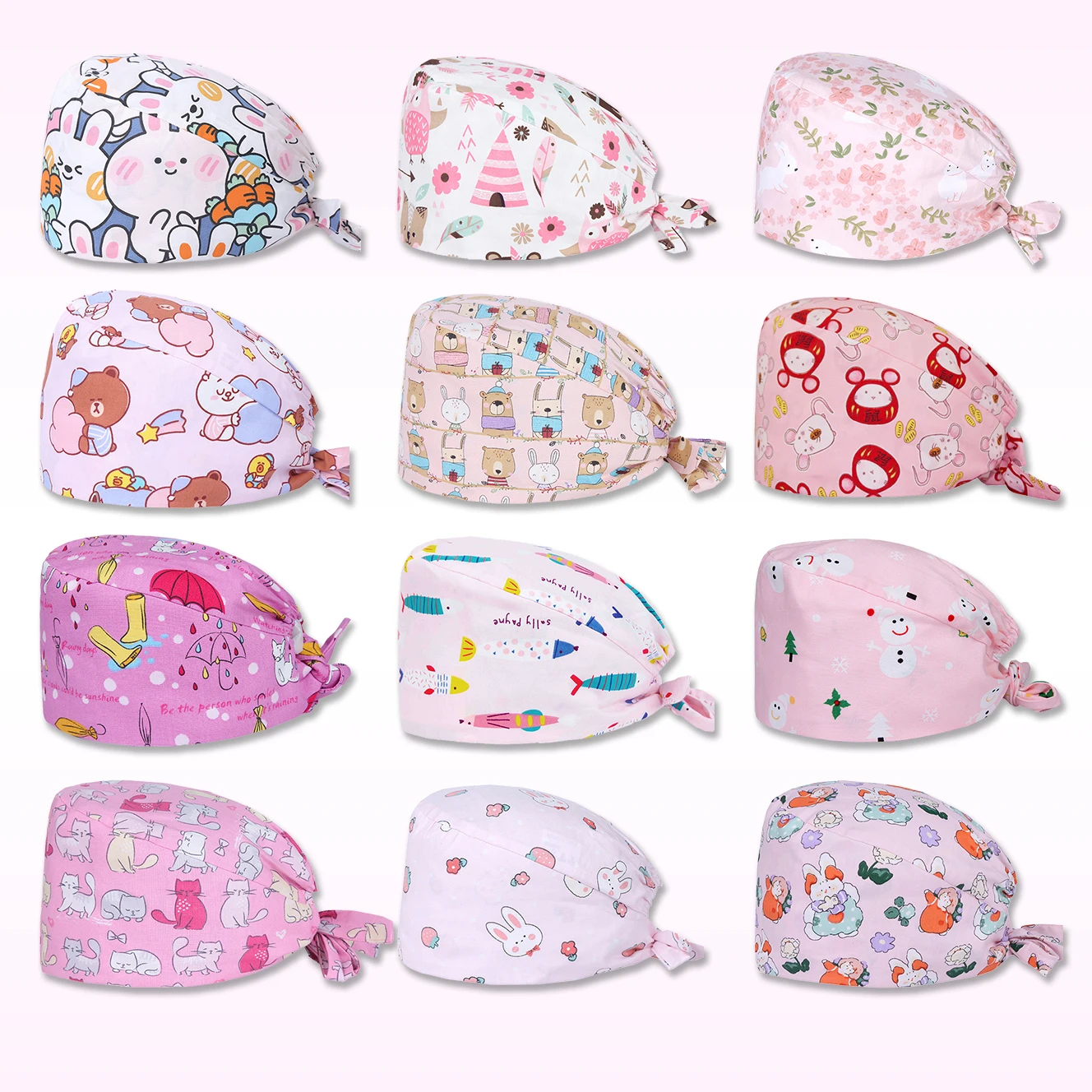 Women's Surgery Hats Cotton Clinic Nurse Caps Medical Hats Hospital Dental Doctor Beauty Salon SPAPediatric Scrub Caps M909
