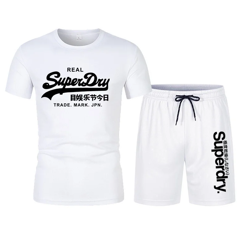 Summer Outdoor Sports Suit Men\'s Short-sleeved Shorts Casual Fashion Two-piece Set Breathable Quick-drying Fitness Clothes S-3XL