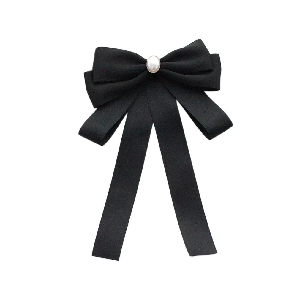 Elegant Rhinestones Black Ribbon Pin Beads Multi-layer Funerals Memorial Pin Pearl Pin Ribbon Badge Brooch Men