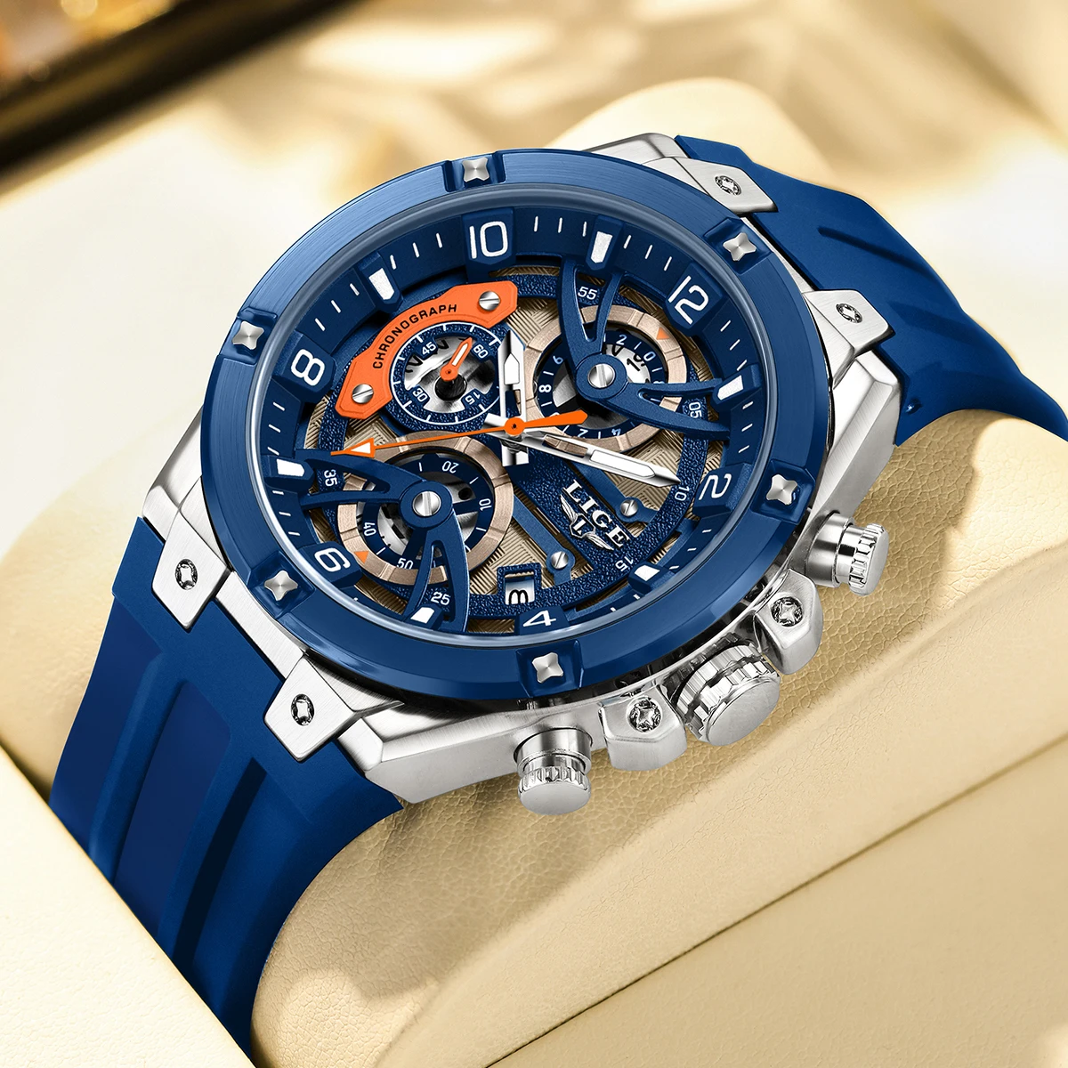 Reloj LIGE de cuarzo para deportes al aire libre para hombre, correa de silicona de lujo a la moda, relojes con calendario informales resistentes al agua para hombre, caja de regalo aleatoria, nuevo