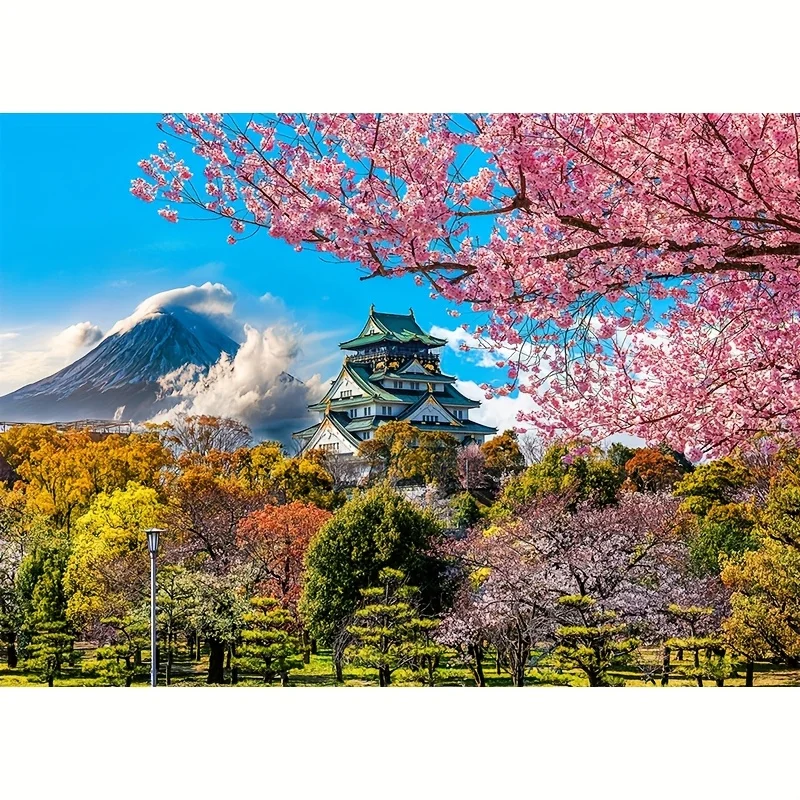 

300/500/1000Pcs wooden Jigsaw Puzzle Sakura Blossom Season Brain Training Exercise Thoughtful Gift for Japanese Culture Lovers