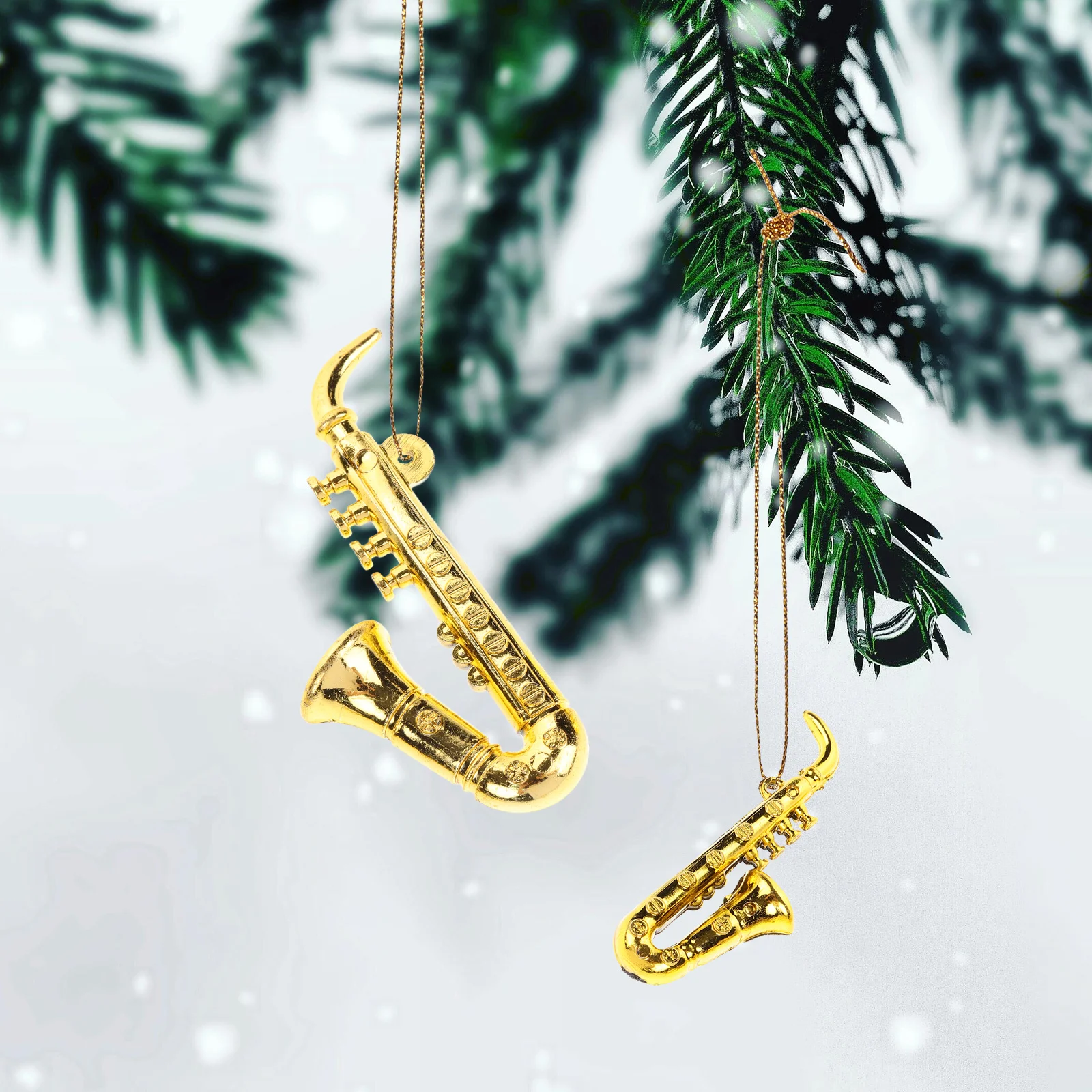 20 Pcs Saxophone Charm Xmas Tree Pendants Accessories Christmas Decor Supplies Plastic Musical Instruments Ornaments