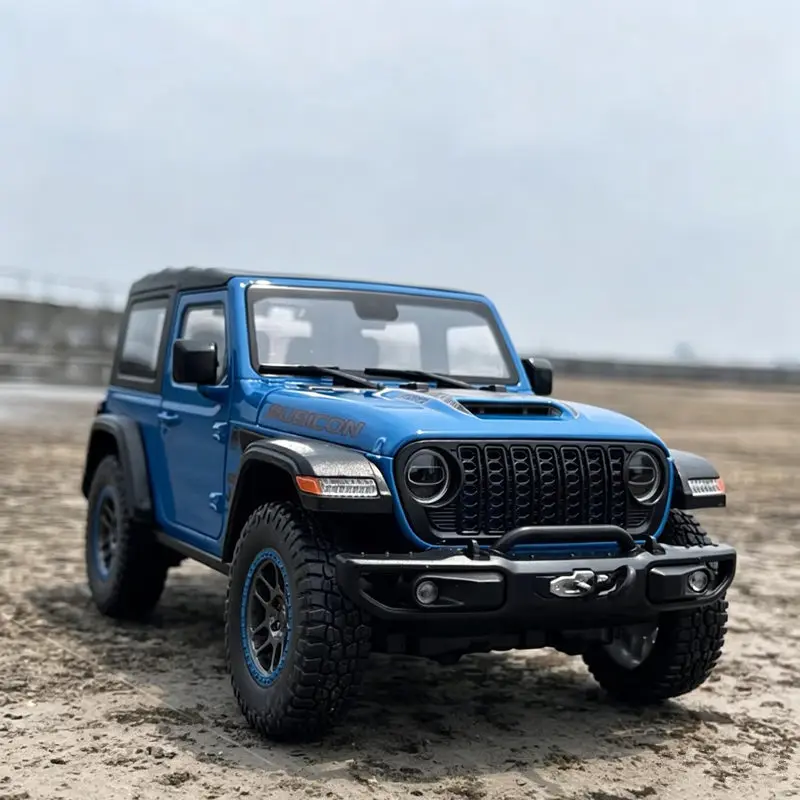 1:18 Jeep Wrangler Rubicon Legierungs-SUV-Automodell, Druckguss-Metall-Offroad-Fahrzeug, Automodell mit Simulations-Sound und Licht, Sammlerstück, Geschenk