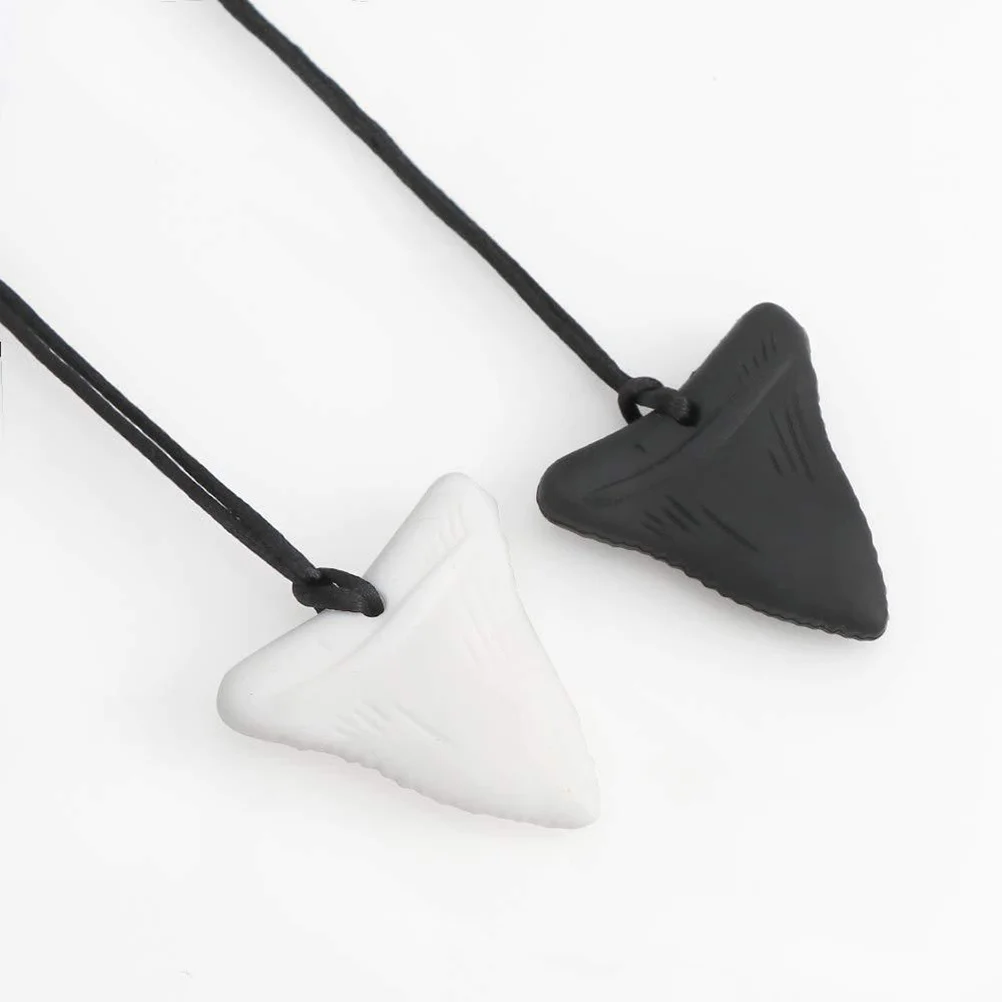 

3Pcs Baby Teether Silicone Simple Shark Shape Durable Chewing Pendant Necklace Soft Textured Surface for Autistic Children