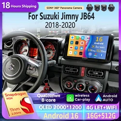 Android 16 Carplay Auto 2K Screen Car Radio Multimedia Video Player For Suzuki Jimny JB64 2018 - 2020 2din Autoradio Stereo GPS