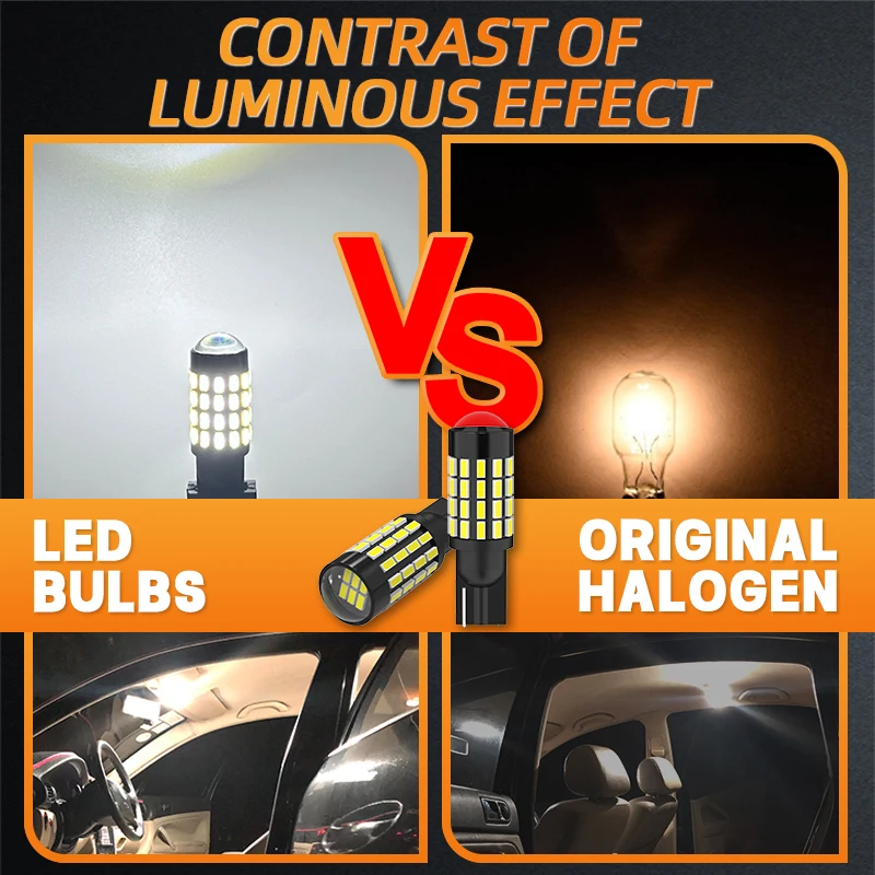 jiachi 100PCS Auto Lamp T10 194 168 Led Extreme Bright 54 SMD 3014 Chip Bulb Car Reverse Trunk Cargo Courtesy Lights DC12-24V