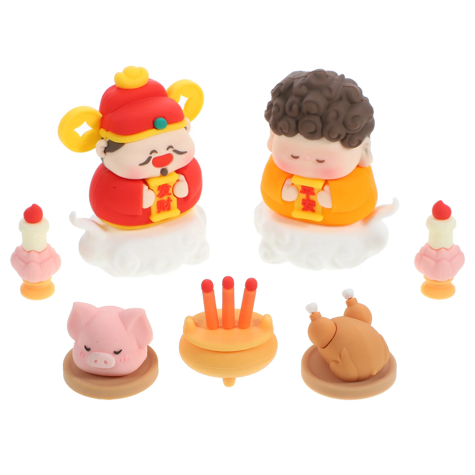 

1Set Unique Resin of Wealth Ornament Desktop Decor Home Office Fortune Sculpture Chinese Style Ancient Buddha Wealth Statue