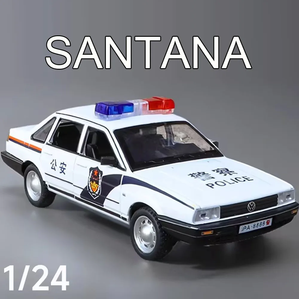 1:24 Scale Alloy Volkswagen SANTANA Model Toys Police Cars Alloy Diecast Wheel Pull Back Instruction Car for Kids Festival Gifts