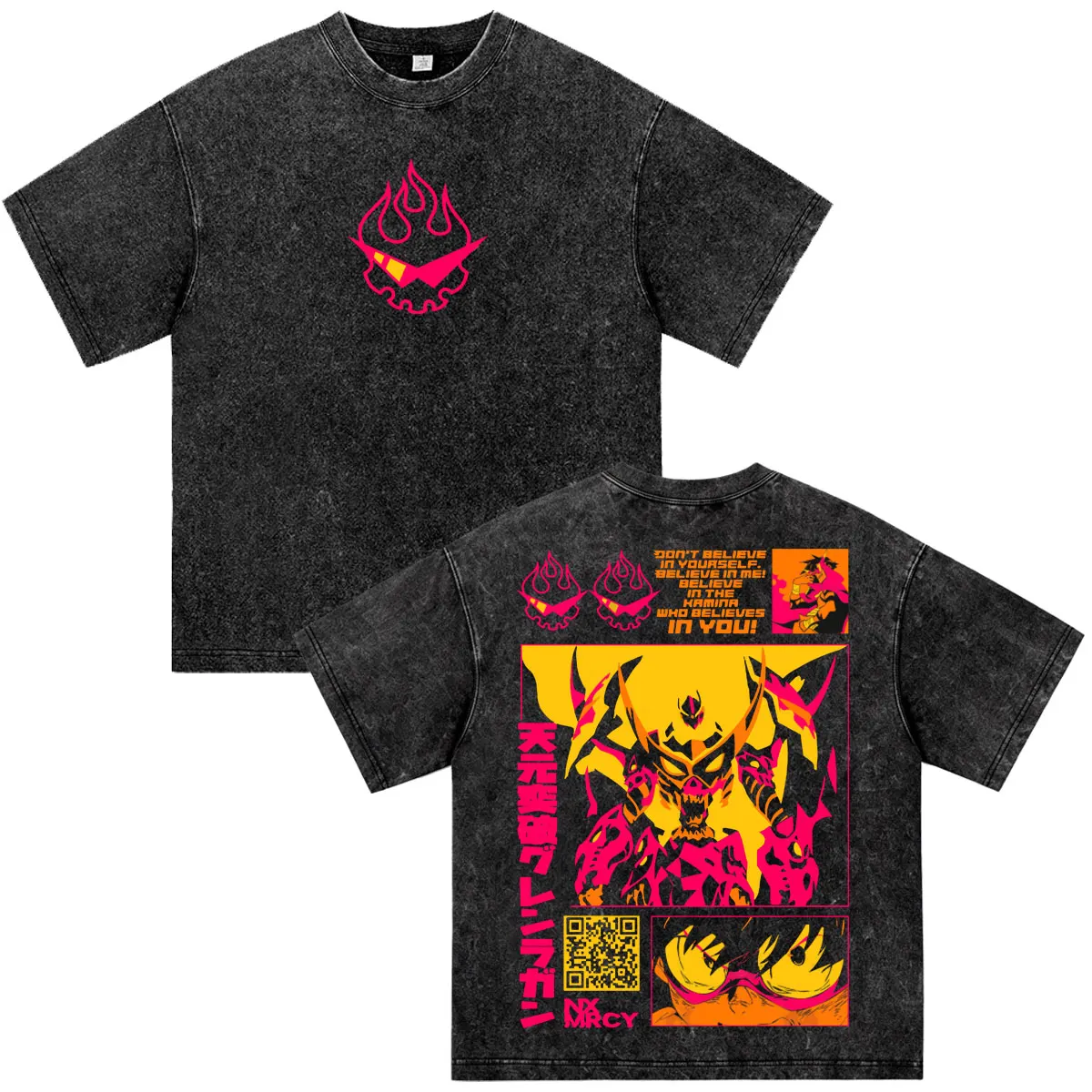 Camisetas Vintage de Anime Tengen Toppa Gurren Lagann, Camisetas de Manga Corta para Hombre y Mujer, Ropa Harajuku, Camisetas Extra Grandes, Ropa Urbana