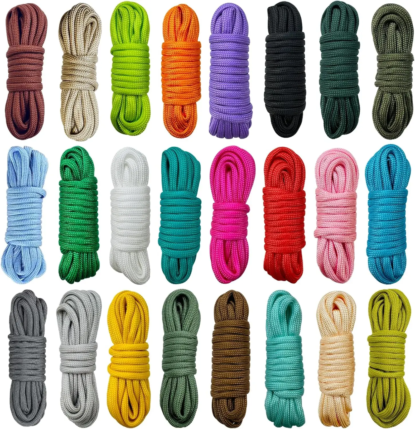 

24 Color Paracord Rope Kit, 550lb Strength, for Crafts, Survival, and Outdoor Use (10ft Each)