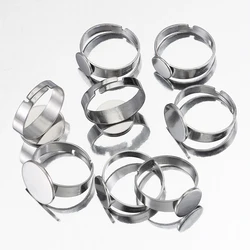 Bagues Réglables en Acier Inoxydable 304, 10 Pièces, Lunette Ronde Vierge, 8/10/12/14/15mm, Base de Cabochons pour Bijoux de Bricolage