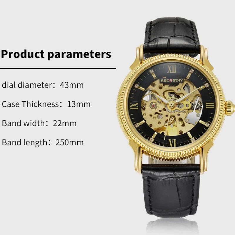 Fashion brand mechanical men's watch AOCASDIY waterproof luminous wristwatch luxury hollowed out multi-color dial business watch