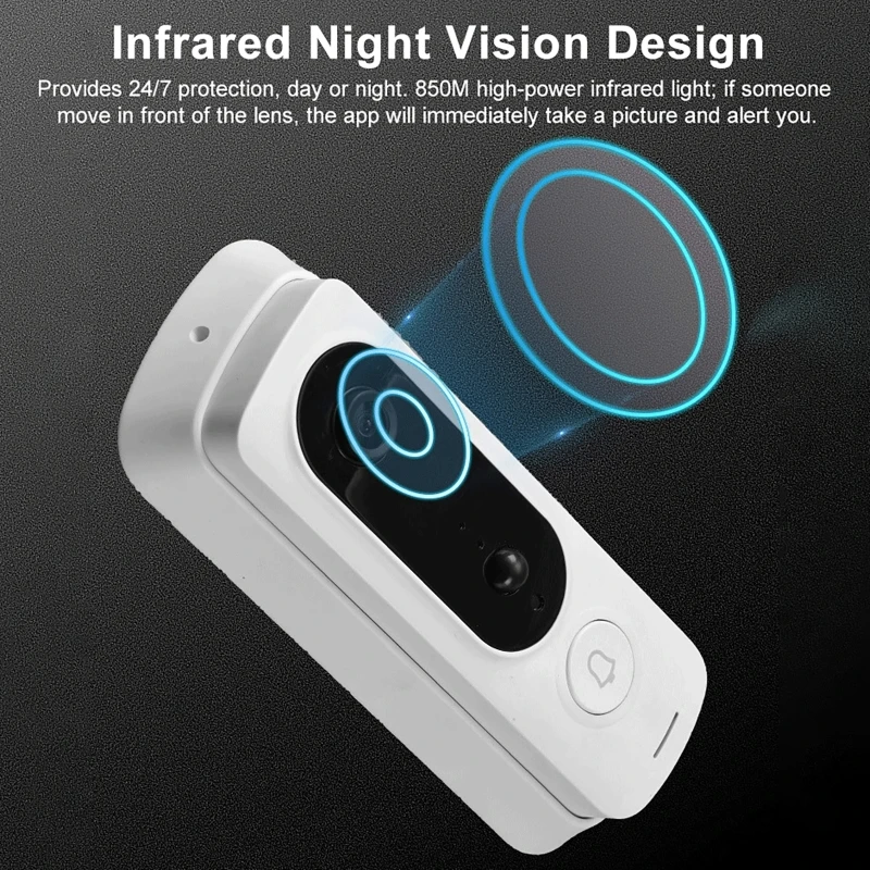 Smart Wireless Video Doorbell Remote Monitoring Two-way Intercom PIR Motion Detection Infrared Night Vision Security Door Camera