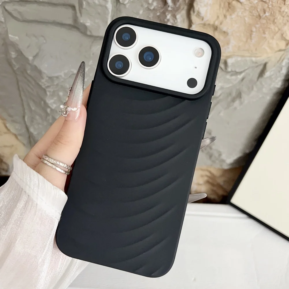 Funda de silicona suave con ondas de agua 3d para iPhone 17 Air 16 15 14 13 12 Pro Max 17Pro 17PROMAX, funda de armadura esmerilada de lujo a prueba de golpes