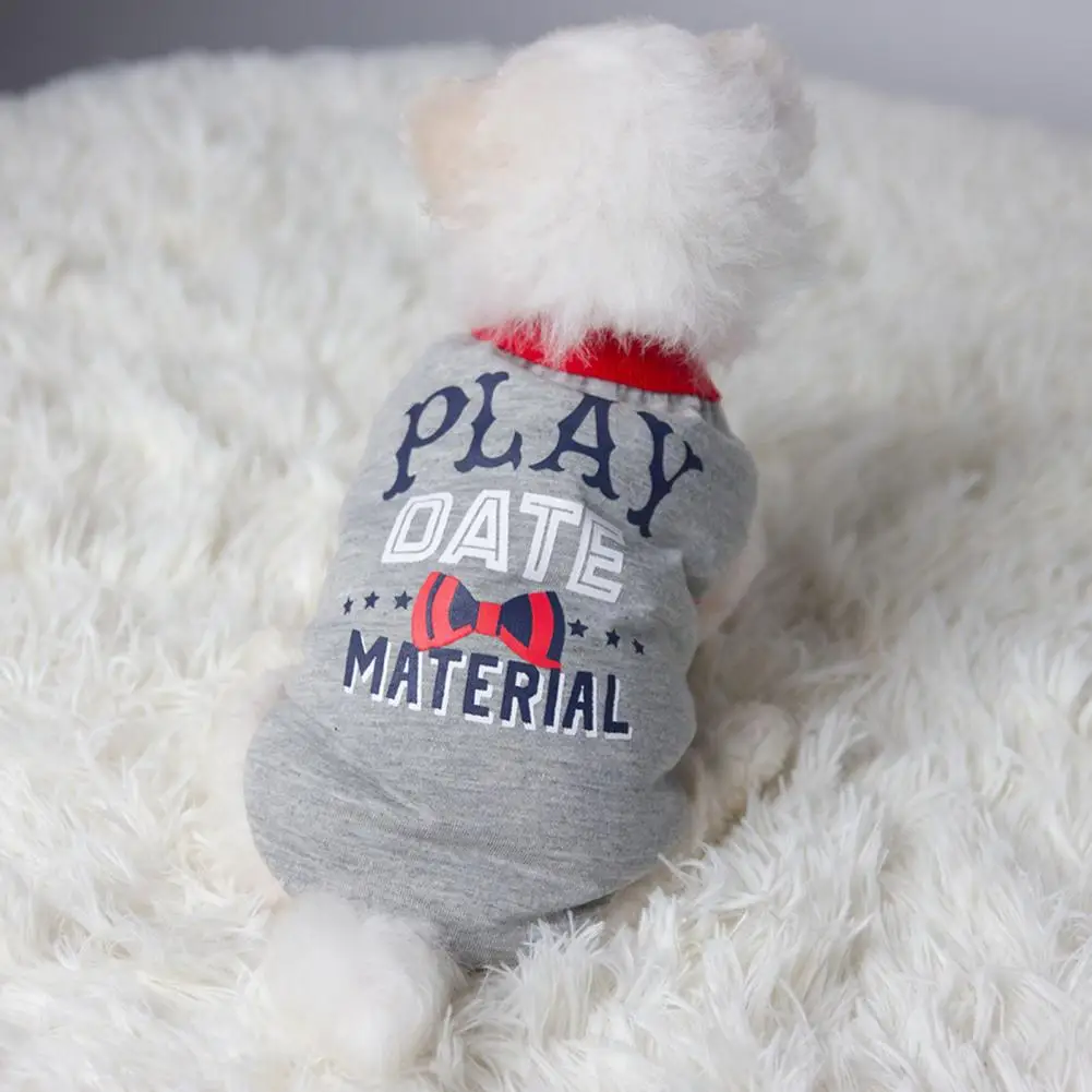 Dog Vest Letter Print Pet T-shirts Threaded Neckline Dog T-shirt Two-legged Design Soft Comfortable Summer Puppy Clothes