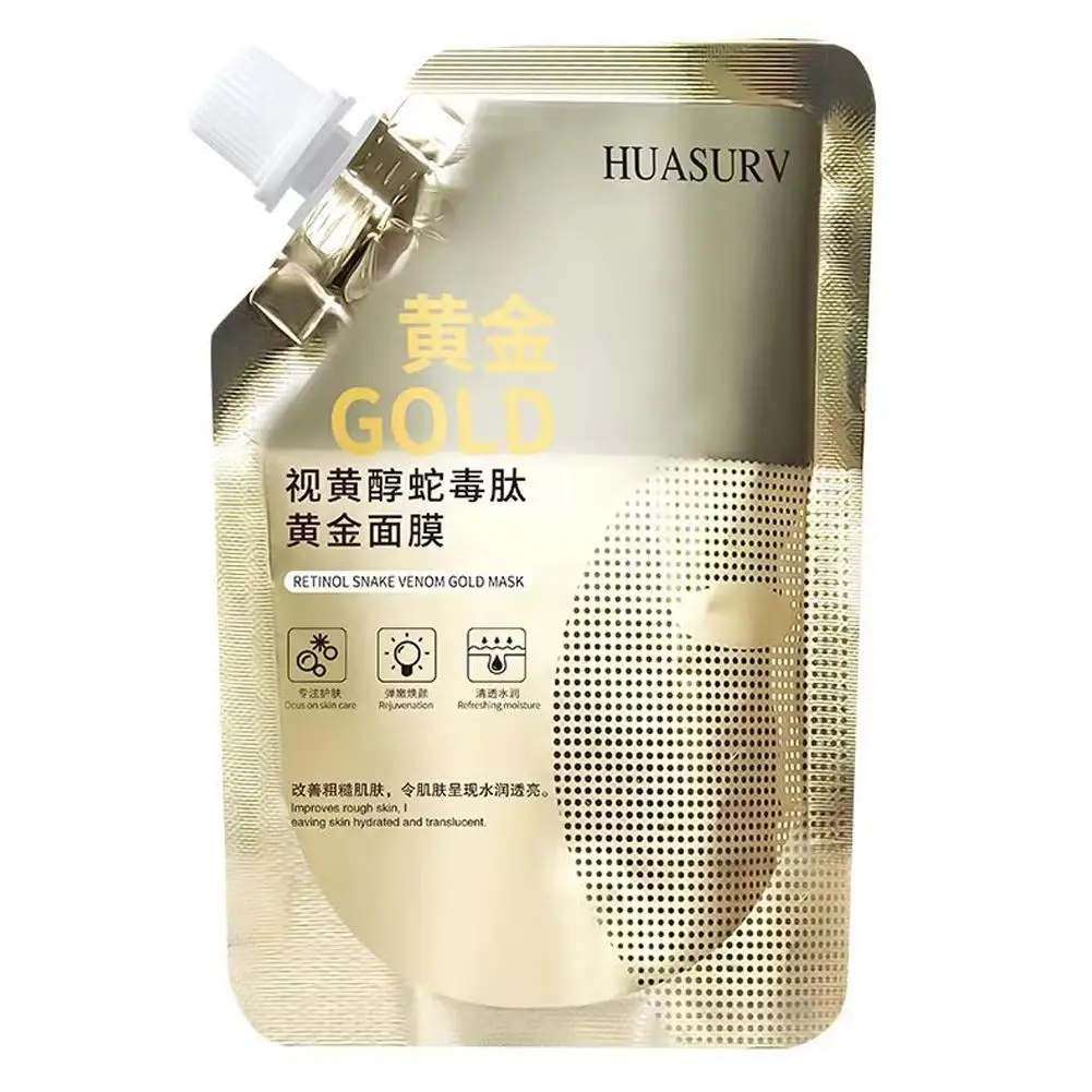 Maschera d'oro al retinolo da 100ml con Peptide di serpente, maschera di fango idratante, sbiancante e antirughe rassodante per la cura della pelle antirughe