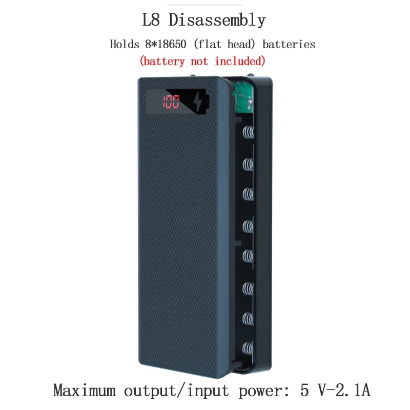 Caixa de Armazenamento de Baterias 8/10*18650 Sem Solda, Case DIY para Power Bank com USB Duplo, Suporte para Baterias 8/10*18650, Carregadores Rápidos PD
