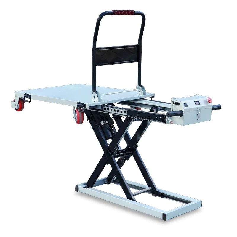 

Электрическая гидравлическая 4-колесная тележка-подъемник из нержавеющей стали, ножничная тележка для подъема грузов, электрическая подъемная тележка-платформа, малая тележка-подъемник